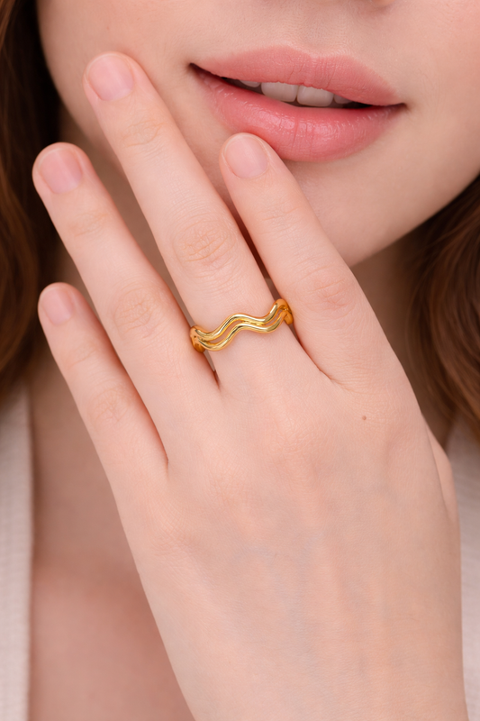 Minimal Zigzag Wave Ring for Women | Bold Modern Open Ring | Trendy Everyday Jewelry