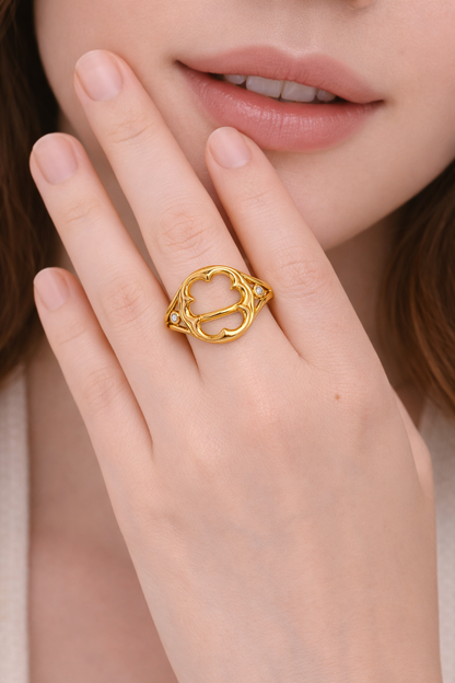 Minimal Heart Statement Ring for Women | Elegant Open Heart Design | Trendy Everyday Jewelry