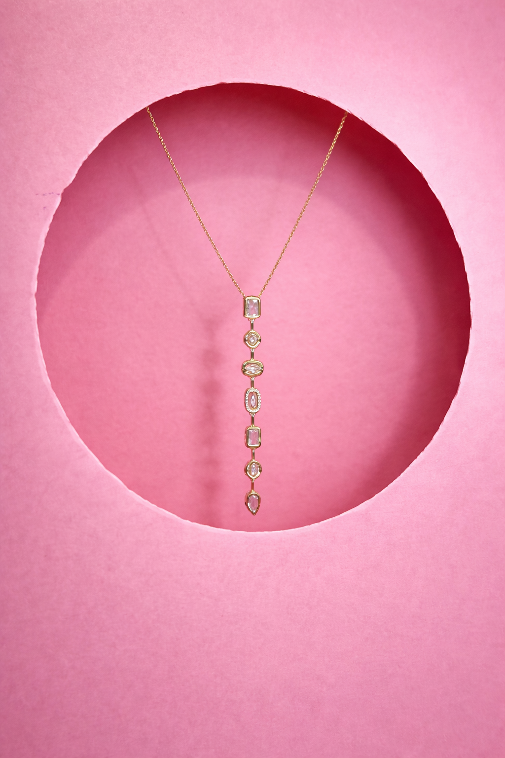 Elegant Gold Drop Pendant Necklace with Crystal Stones | Luxury Minimal Jewelry for Women