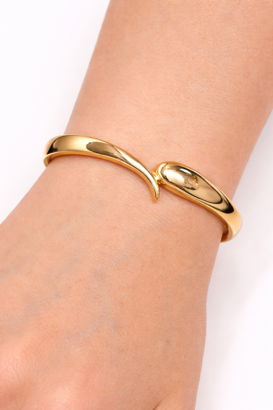 Minimalist Gold Open Cuff Bracelet for Women | Elegant Adjustable Bangle | Premium Finish Jewelry