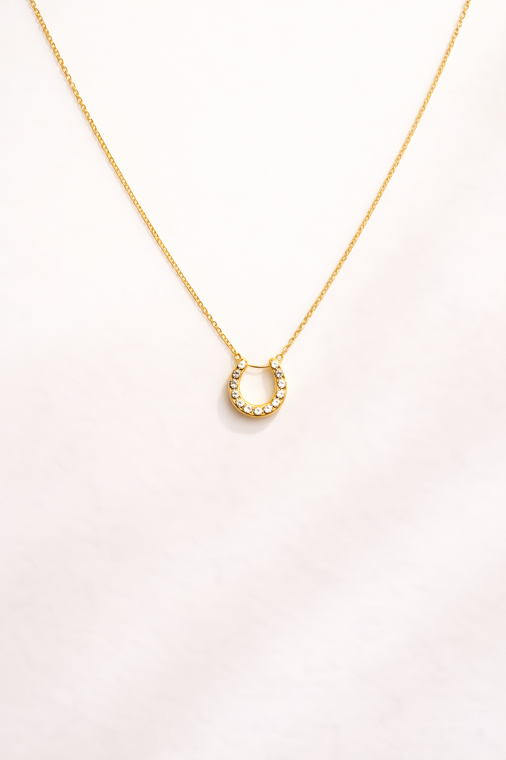 Minimal Gold Horseshoe Pendant Necklace | Lucky Charm Elegant Jewelry for Women