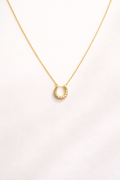 Minimal Gold Horseshoe Pendant Necklace | Lucky Charm Elegant Jewelry for Women