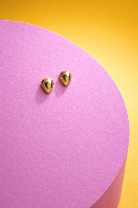 Minimal Gold Teardrop Stud Earrings for Women | Elegant Everyday Wear Earrings | Classic Small Studs