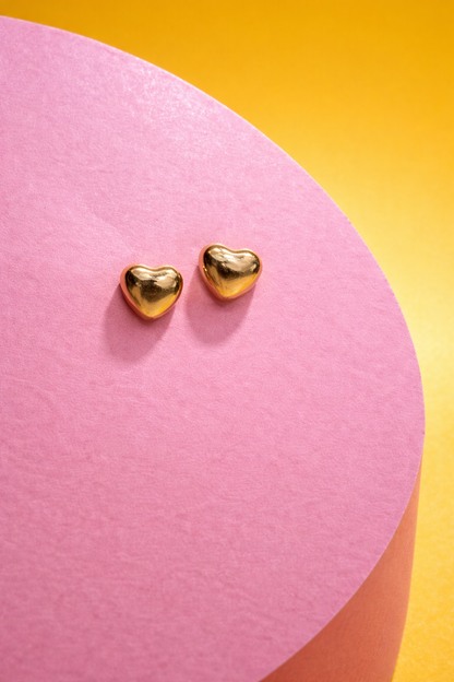 Gold Heart Stud Earrings for Women | Minimal Cute Love Design | Everyday Wear Jewelry