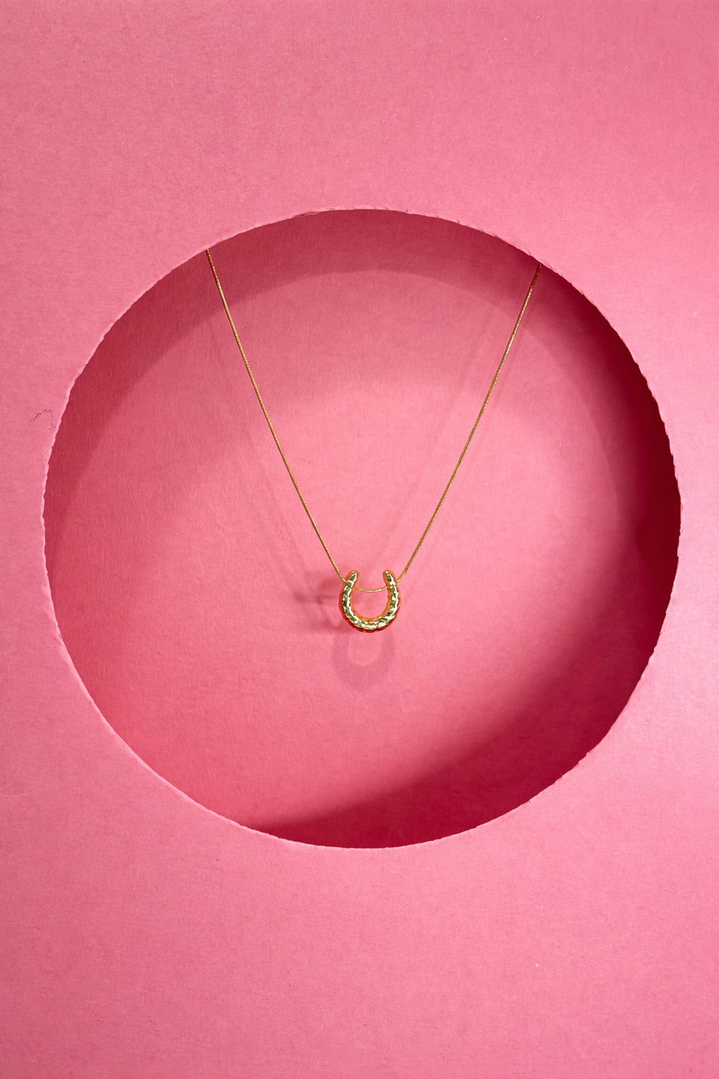 Minimal Gold Horseshoe Pendant Necklace | Lucky Charm Elegant Jewelry for Women