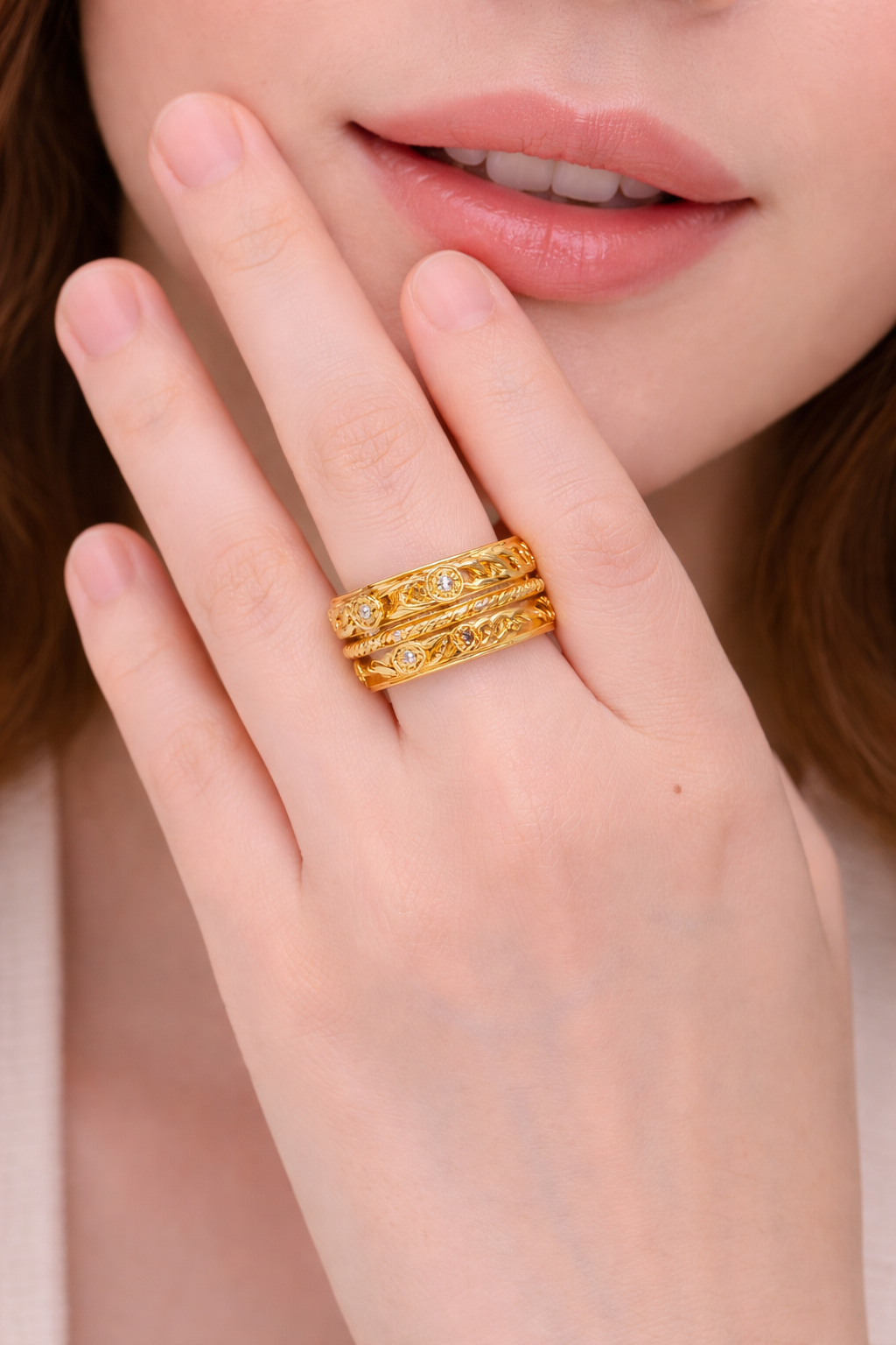 Layered Chain Statement Ring for Women | Bold Minimal Stack Design | Trendy Adjustable Ring