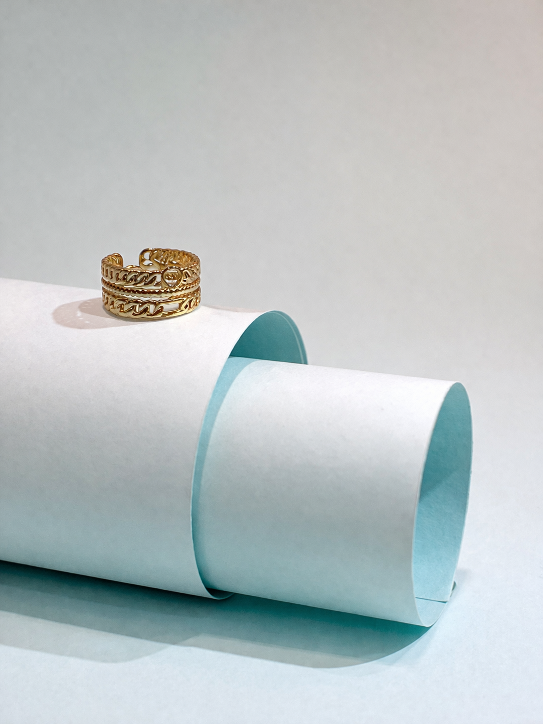 Layered Chain Statement Ring for Women | Bold Minimal Stack Design | Trendy Adjustable Ring
