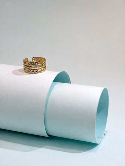 Layered Chain Statement Ring for Women | Bold Minimal Stack Design | Trendy Adjustable Ring