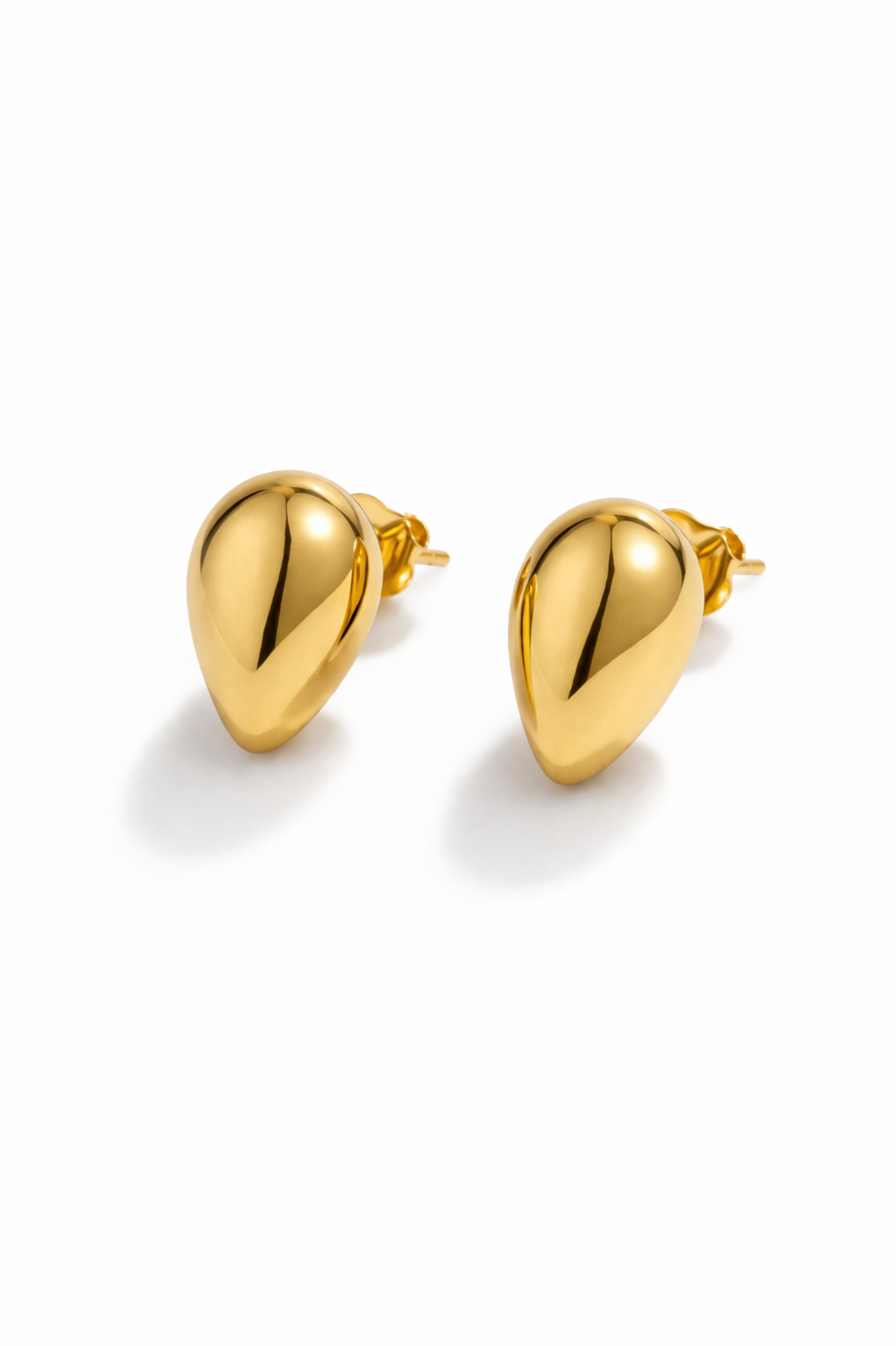 Minimal Gold Teardrop Stud Earrings for Women | Elegant Everyday Wear Earrings | Classic Small Studs