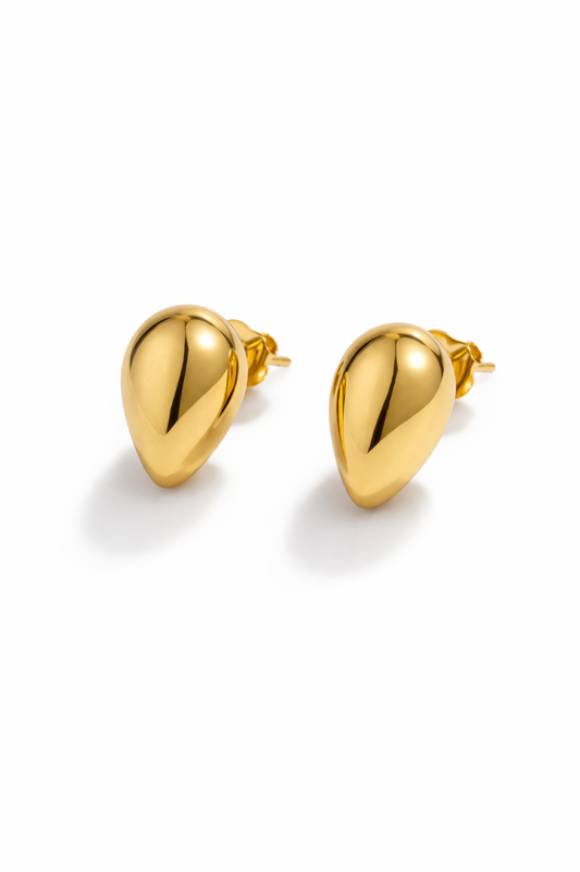 Minimal Gold Teardrop Stud Earrings for Women | Elegant Everyday Wear Earrings | Classic Small Studs
